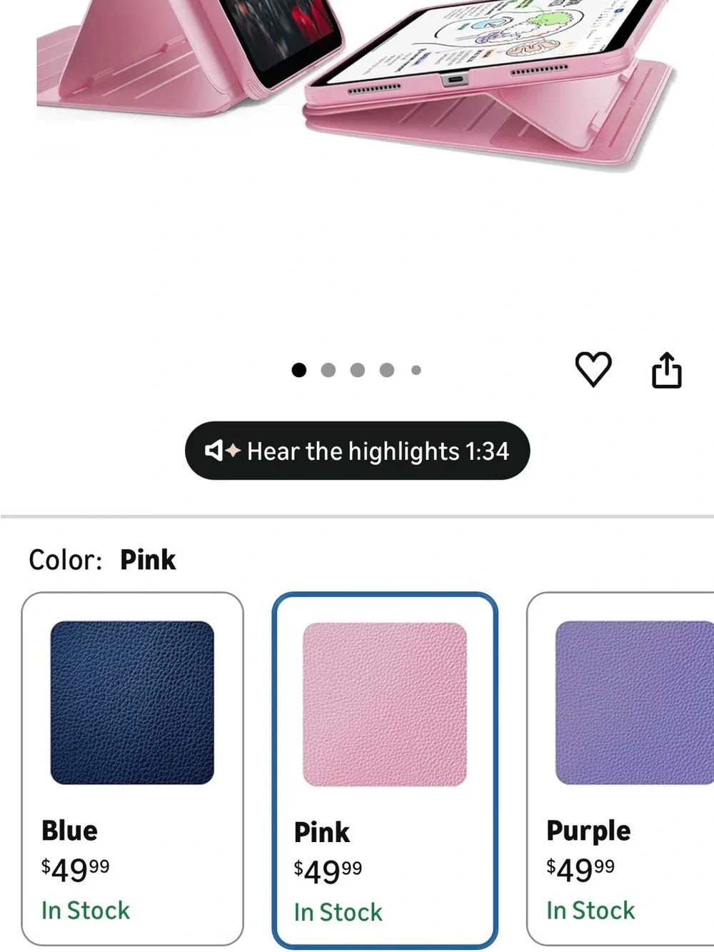 Universal Pink Tablet Folio Case with Tri-Fold magnetic Stand